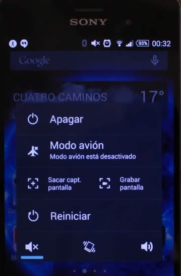 Captura de pantalla en un Sony Xperia Captura de pantalla en un Sony Xperia